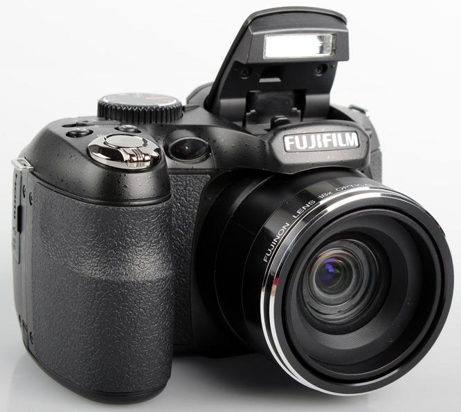 Fujifilm FinePix S2950 Digital Camera Review: Fujifilm FinePix S2950 front with flash up