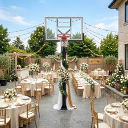 Basketball area and exterior  sitting 