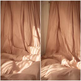 Dusty pink flowing drape backdrop 
