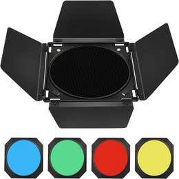 Godox Barn Door & Honeycomb Grid & 4 Color Gel 
