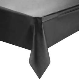 Black plastic table cover