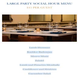 LARGE PARTY SOCIAL HOUR MENU $45 PER GUEST