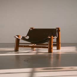 Safari Easy Chair in Leather, Narra and Brass by Ched Berenguer Topacio