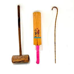 Large wooden mallet, Cricket bat ,Charlie Chaplin Bamboo Cane