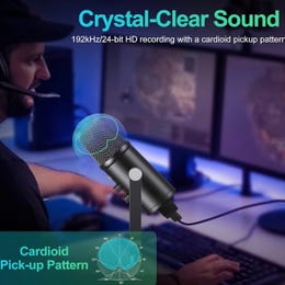 Mercase USB Condenser Microphone for PC, Mac, Phones, PS4/PS5 – Plug & Play Studio Mic with Mute Button & Noise Reduction