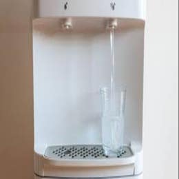 Water dispenser with iced water and cups