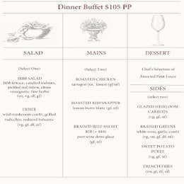 Dinner Buffet $105 per person
