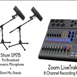 Shur SM7B with Mixer podcast pro