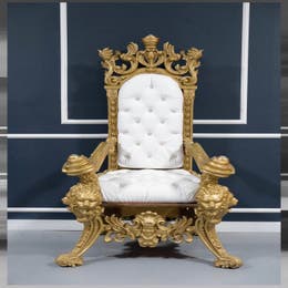 Gold and White Throne Chair