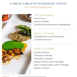 MENU LARGE GROUP WEEKDAY ONLY $85 PER PERSON