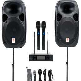 Rockville RPG122K 12" Powered Speakers w mic
