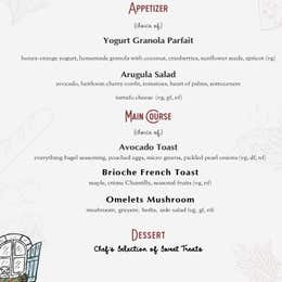 Brunch Prix Fixe Menu starting at $60 per person