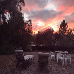 Tables, lawn chairs, plastic tables