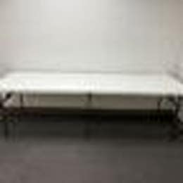 White plastic folding table