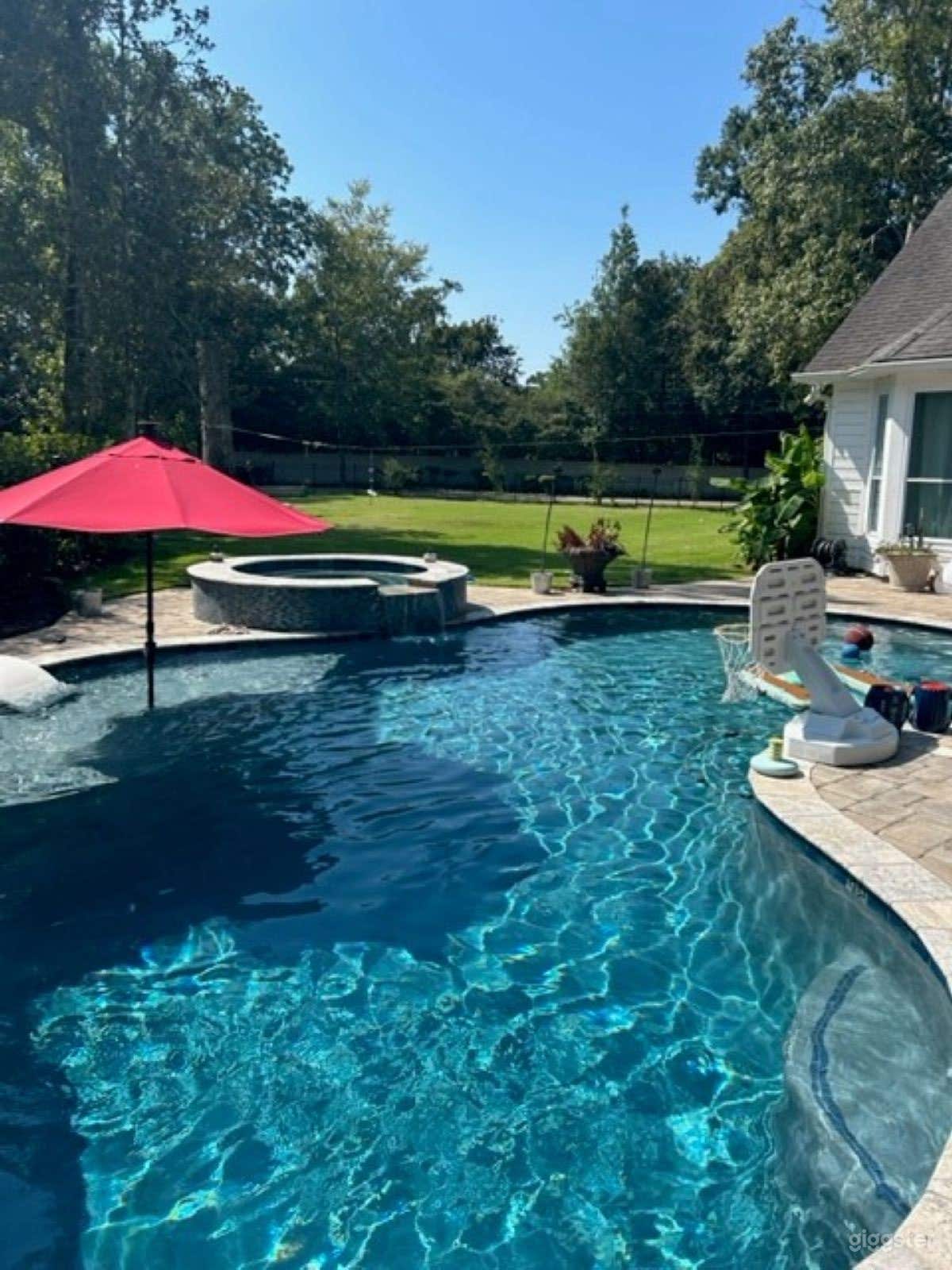 Pool view looking out to the back yard.