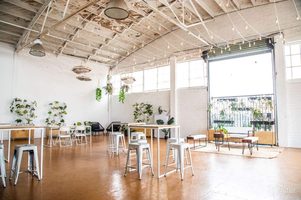 Our large garage roll up doors allow for a lot of air and light into the space