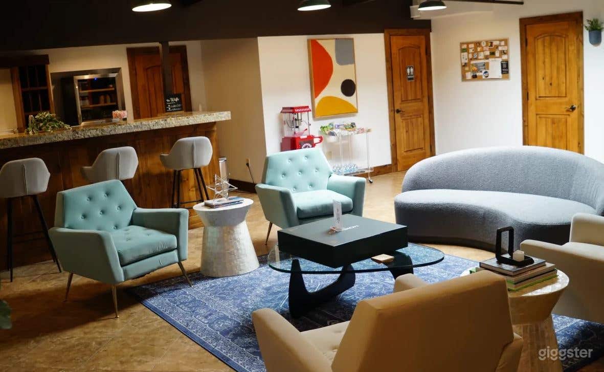 Stylish Lounge Area always filled with coffee, tea, water, and snacks. 