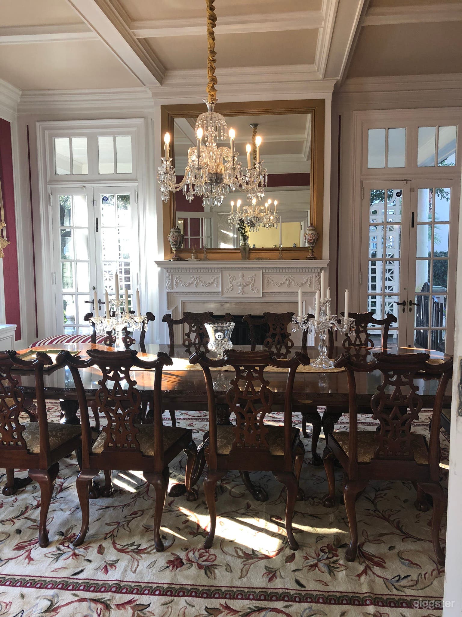 Another view of dining room featuring fireplace