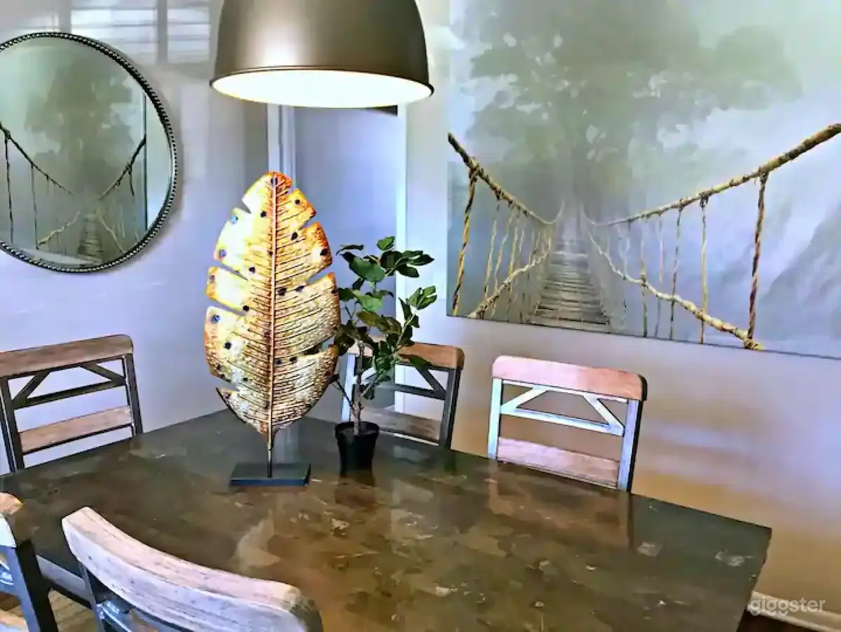 Seperate dining area w/large dining table. accomodates six guests, additional seating available. 