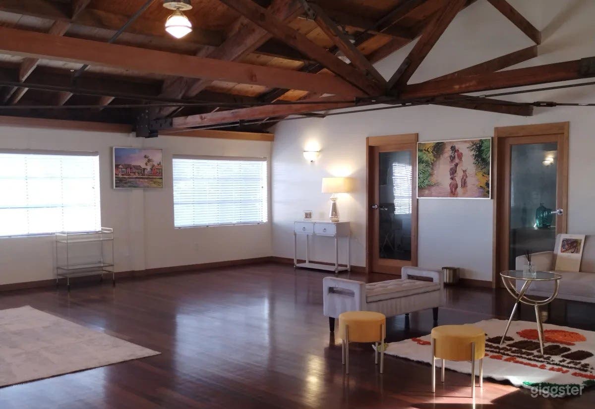 A spacious cozy loft. Lots of space to add additional staged furniture or less