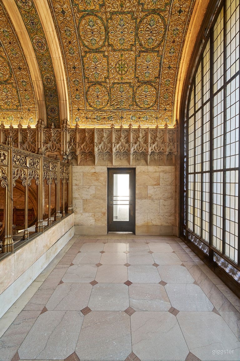  Iconic Second Floor Balconies in Historic Gothic Venue 