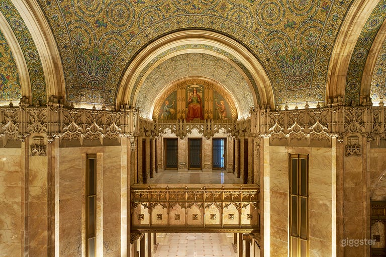  Iconic Second Floor Balconies in Historic Gothic Venue 