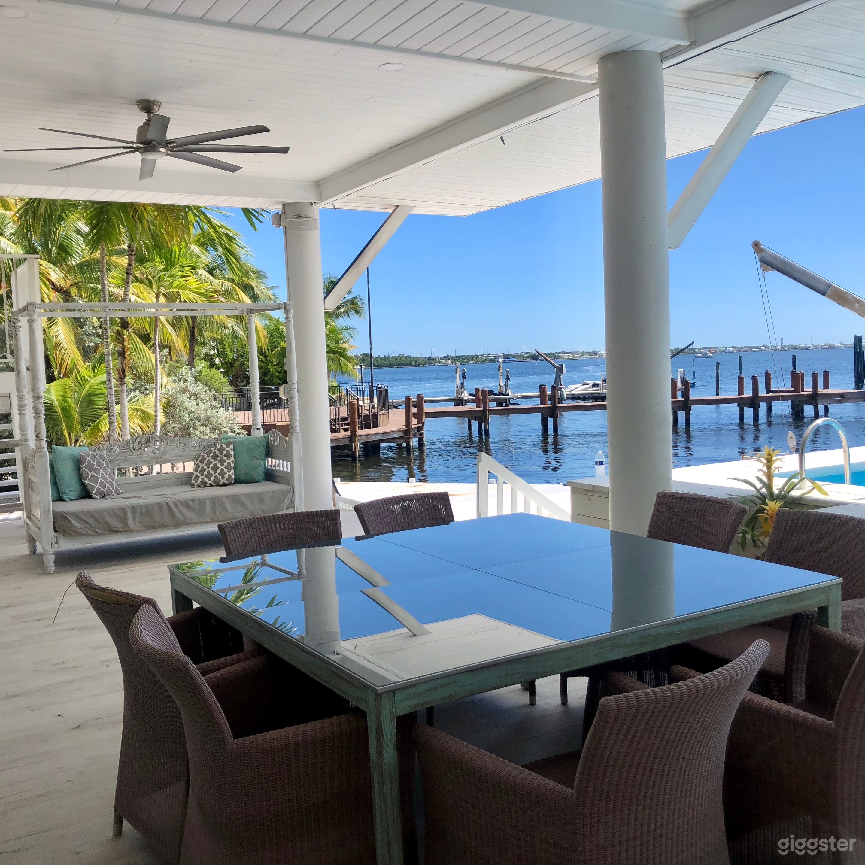Outdoor terrace with full water views 