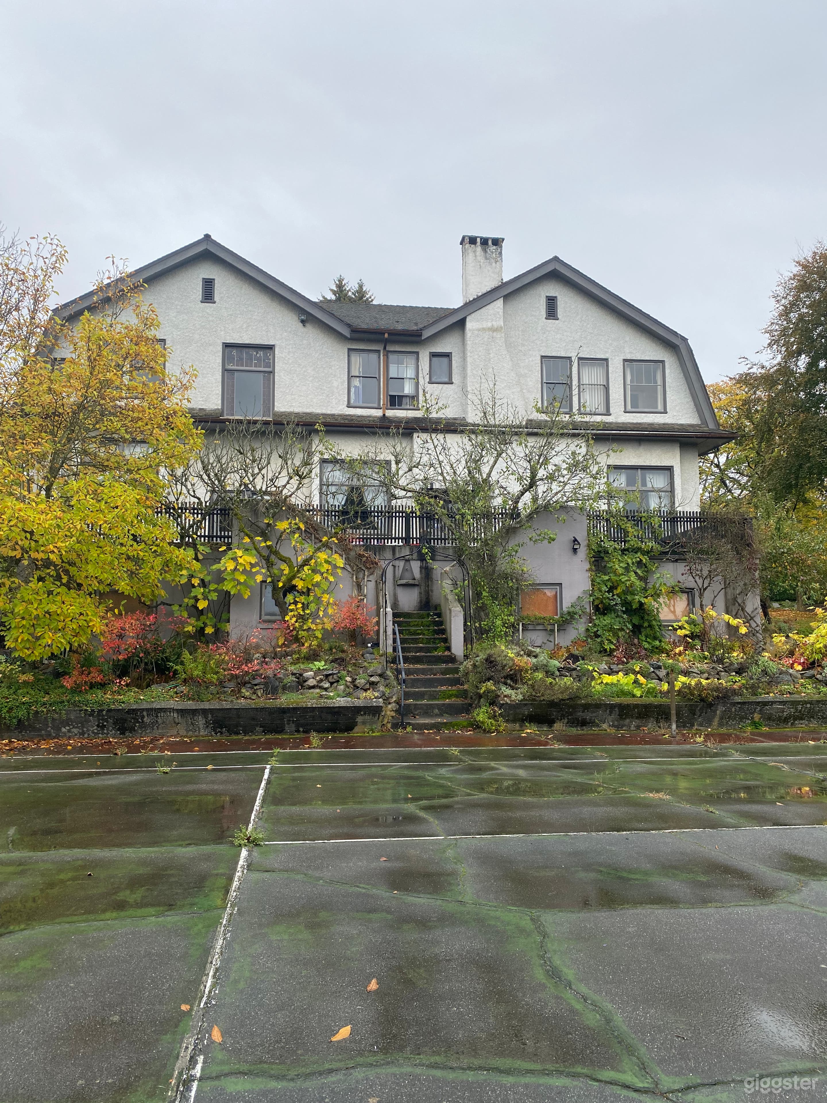 view of the house from the tennis court