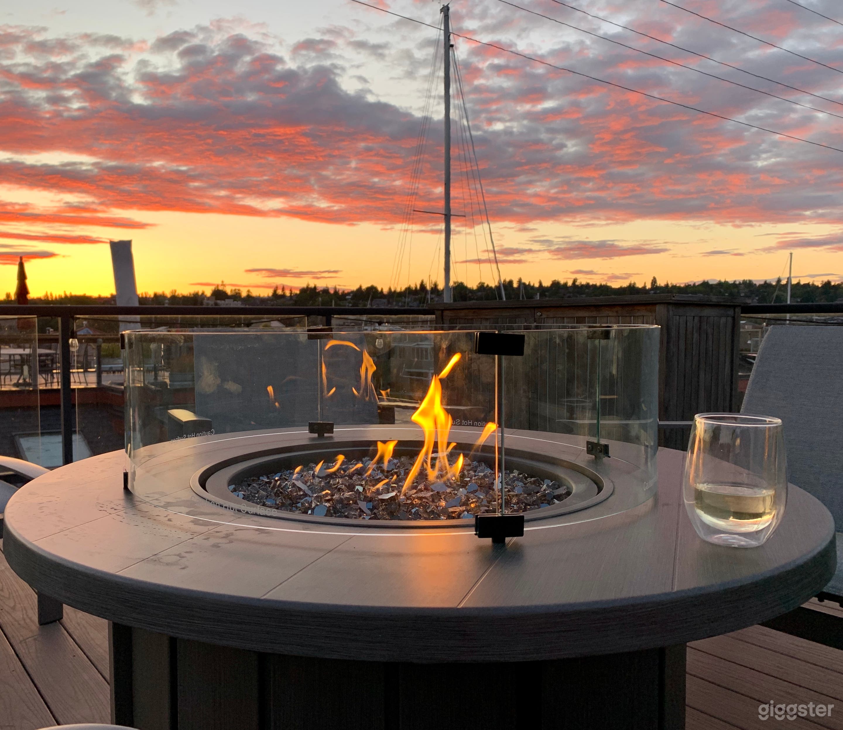 rooftop deck with fire pit w/ view of  Gasworks Park