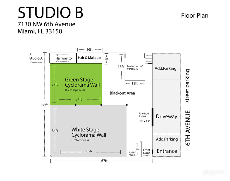  24/7 XXL Pro Studio w/ White & Green Cyc Wall + Grid Ceiling 