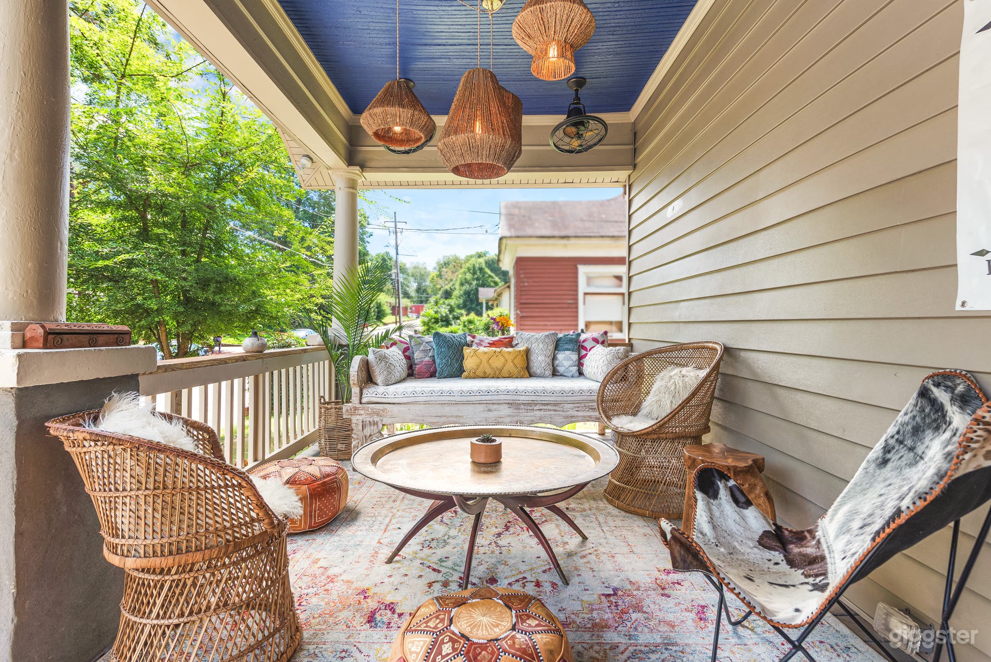 Moroccan themed front porch