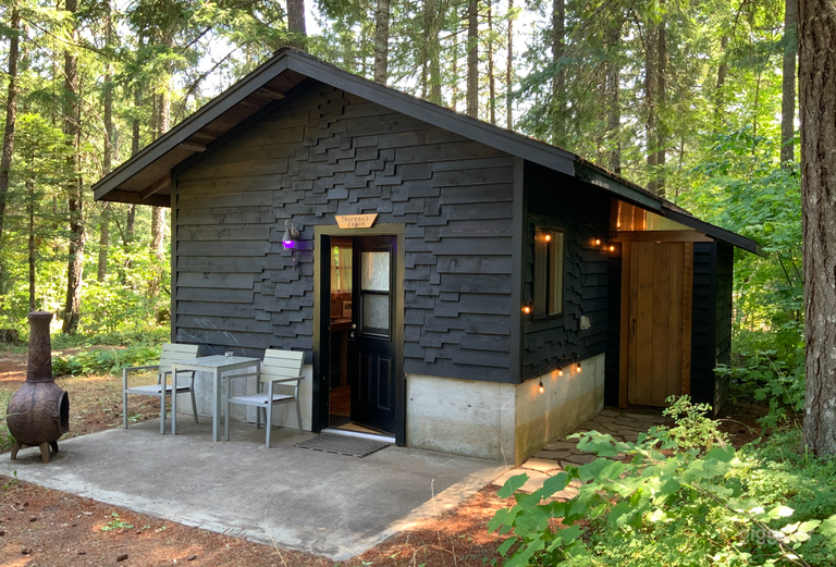  Thoreau's cabin with outhouse on 4 acres
with 2 other tiny homes, main house and barn  