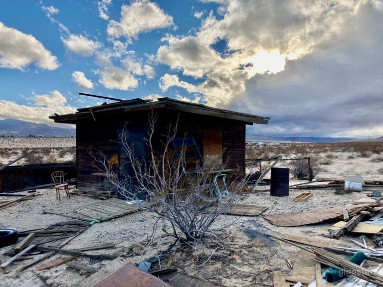  Desert rustic remote wood cabin  
