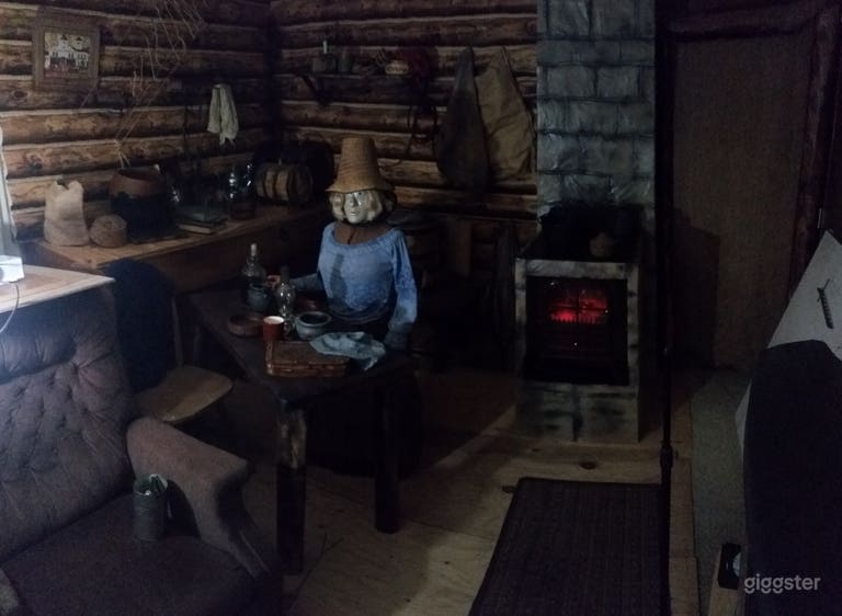  Log cabin interior set (and props) built in the living room. 