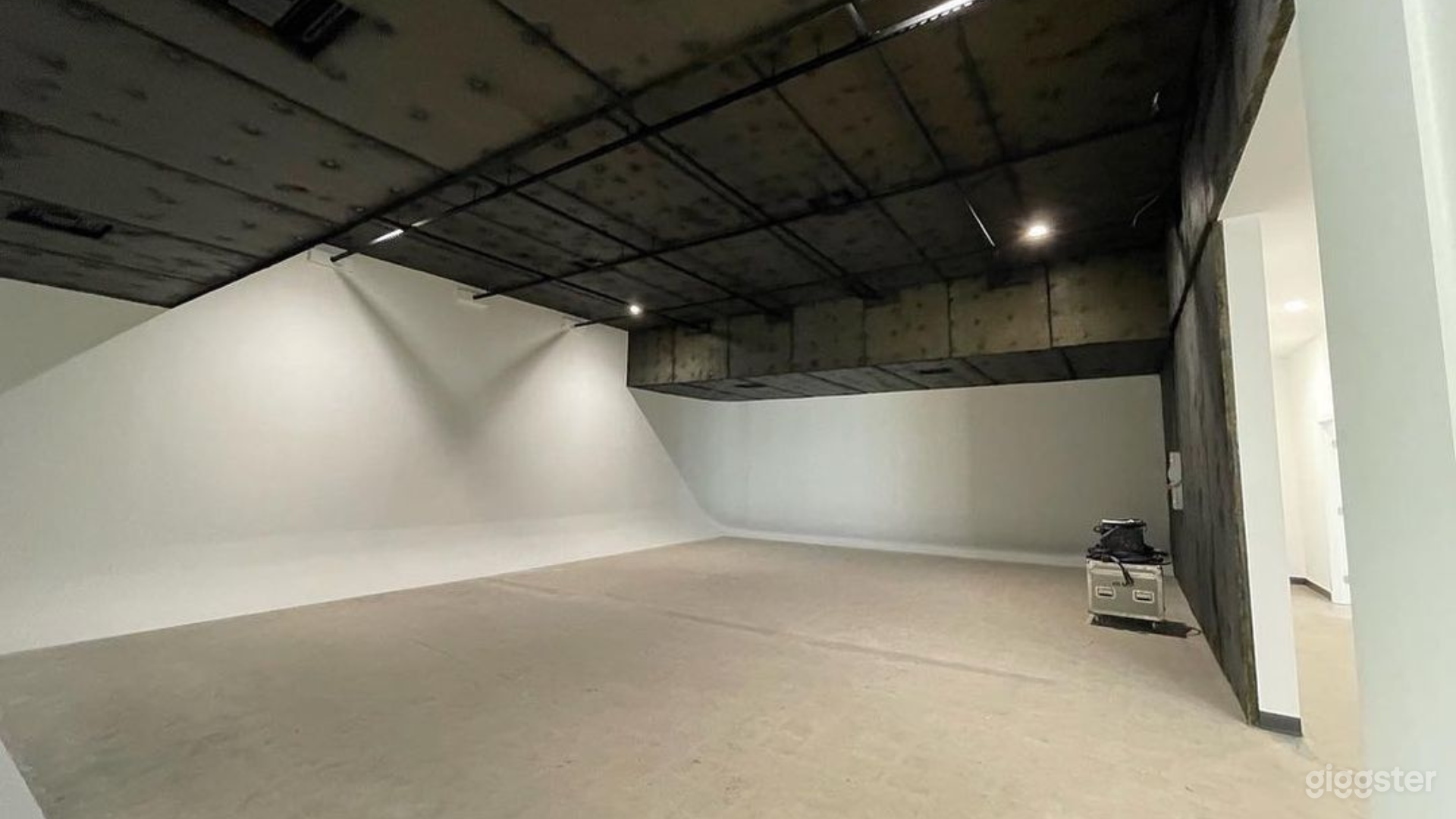 Primary Room- Soundstage 1200sq ft. with lighting grid. Stage is currently: BLACK 