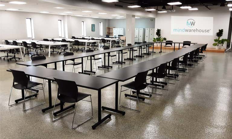  20 person meeting table setup. 