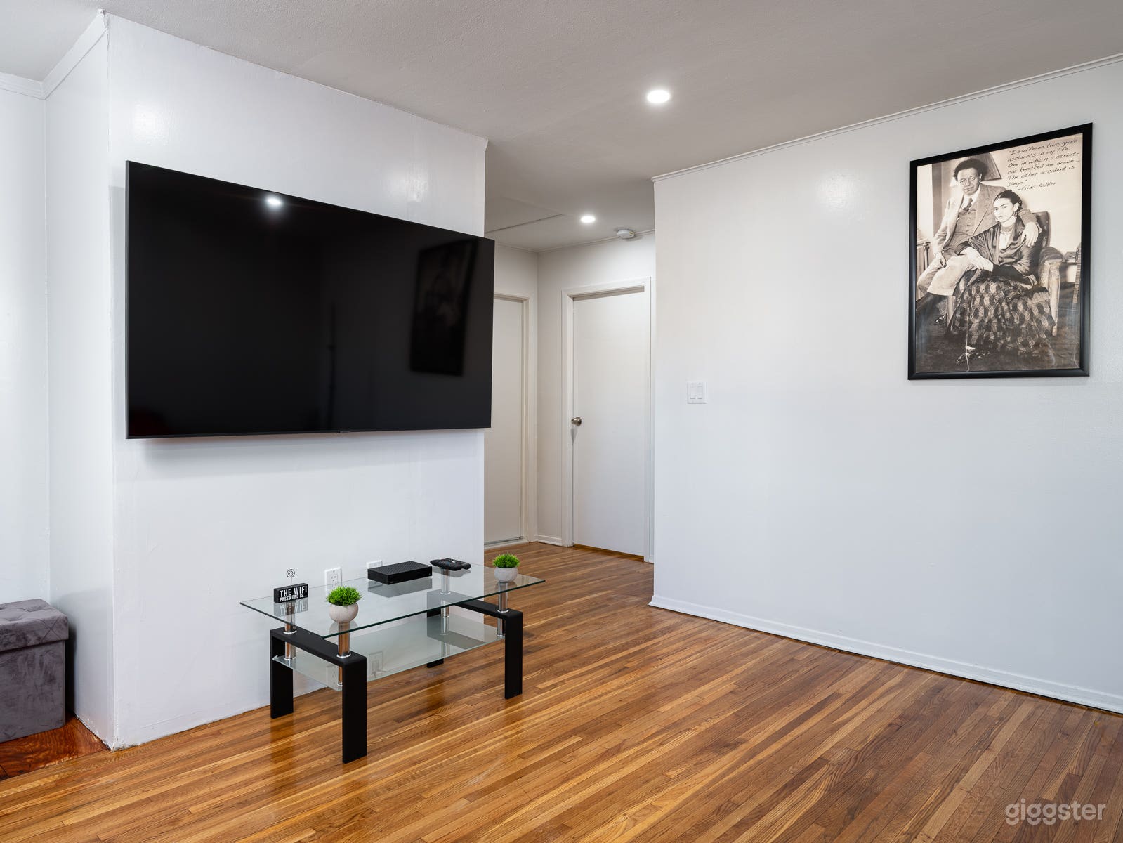 Living room features a 70 inch Smart TV with Netflix, HBO Max, ESPN+, Hulu and Disney+.