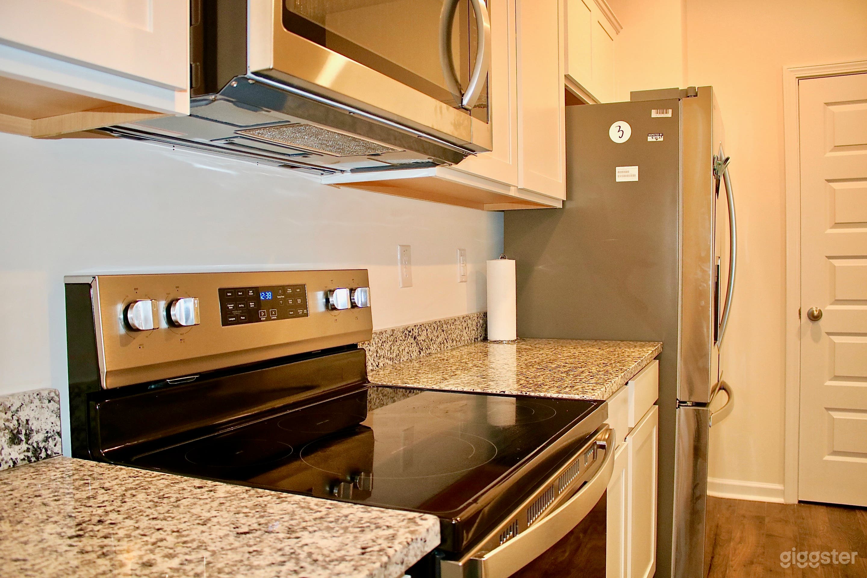 Electric Stove with Stainless Steel Fridge.