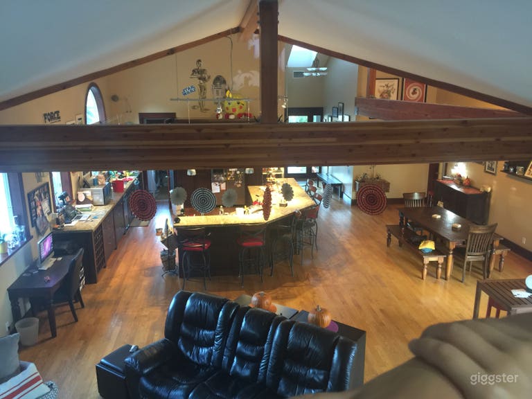  This is the living area photgraphed from the loft above the room. 