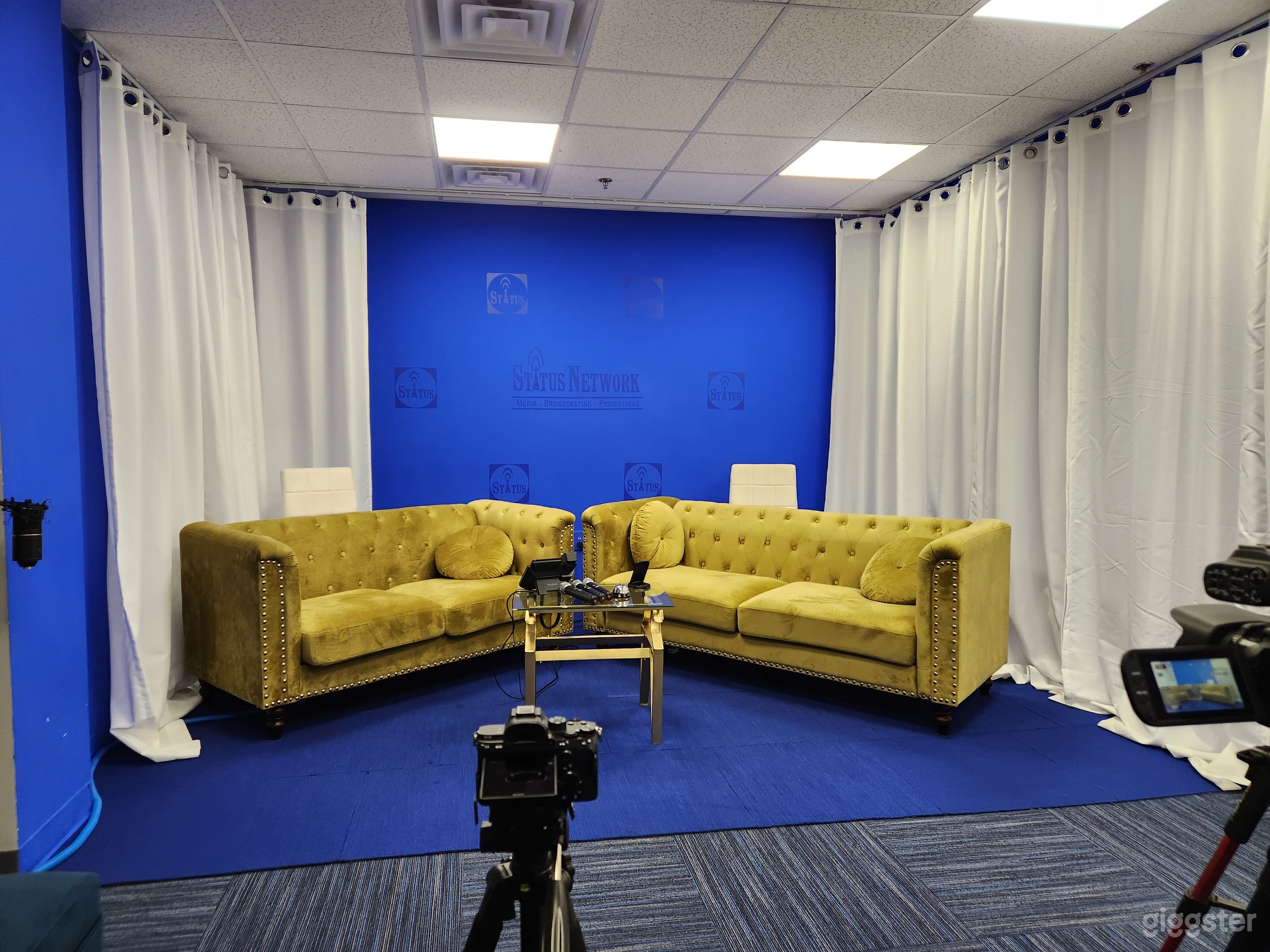 Studio B with curtains pulled half way.