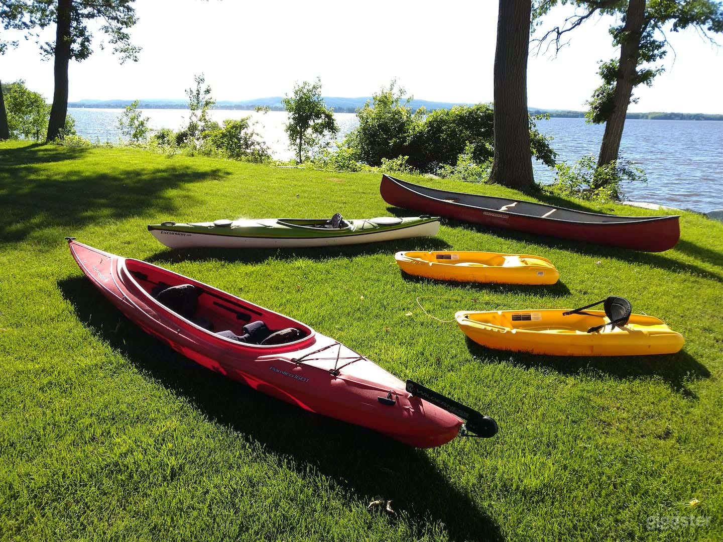 Some of the canoes/kayaks provided, more are available
