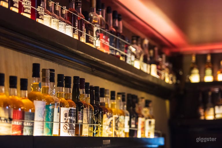  whiskey shelves line the bar on all sides 