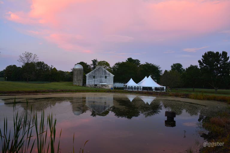  Bank barn with Pond along with walking path going around it fully.  