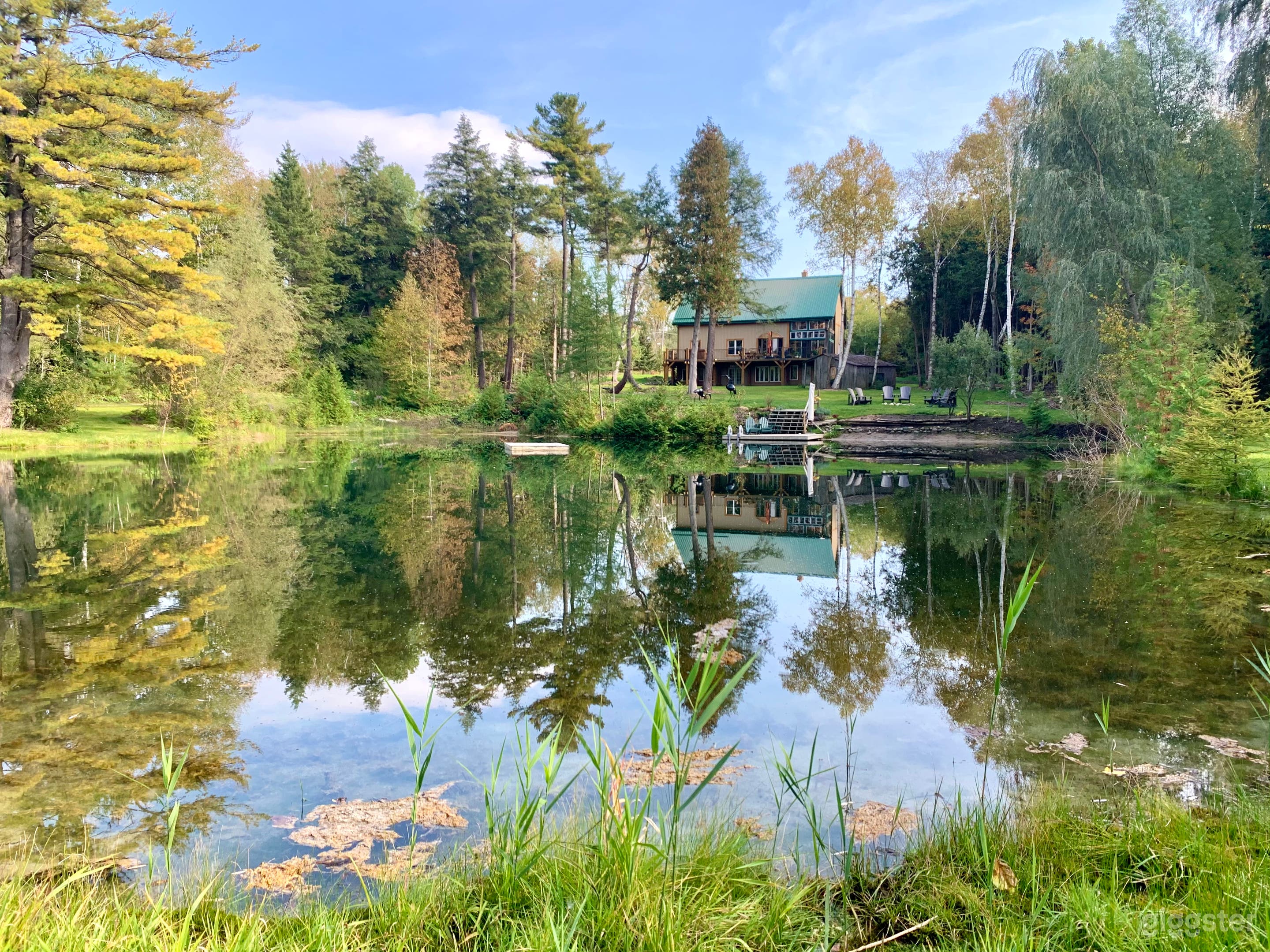 View of pond and back yard 