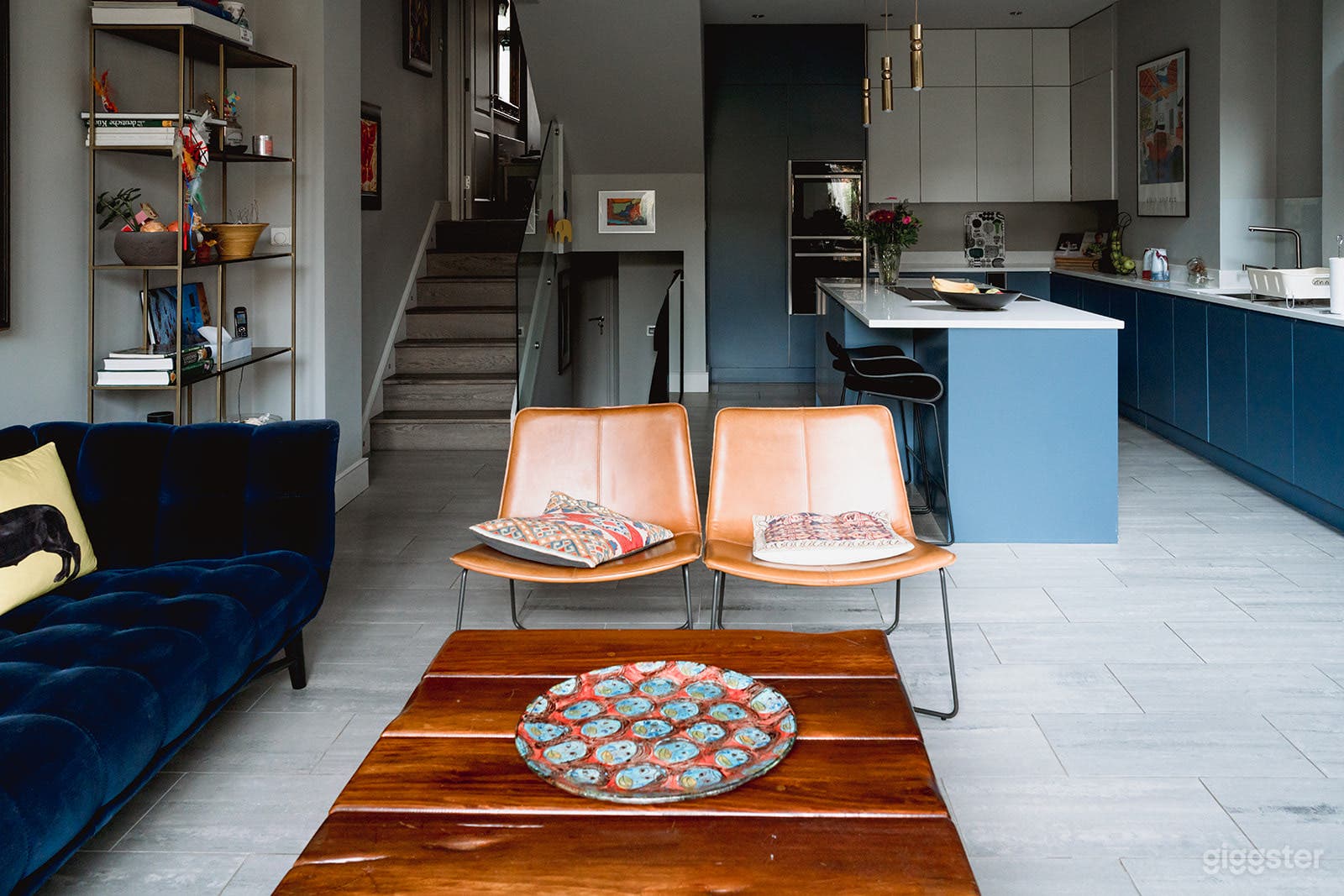 Kitchen open space with glass banister view.
