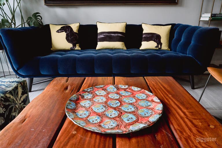  Roche Bobois sofa, Jimmie Martin cushions.  