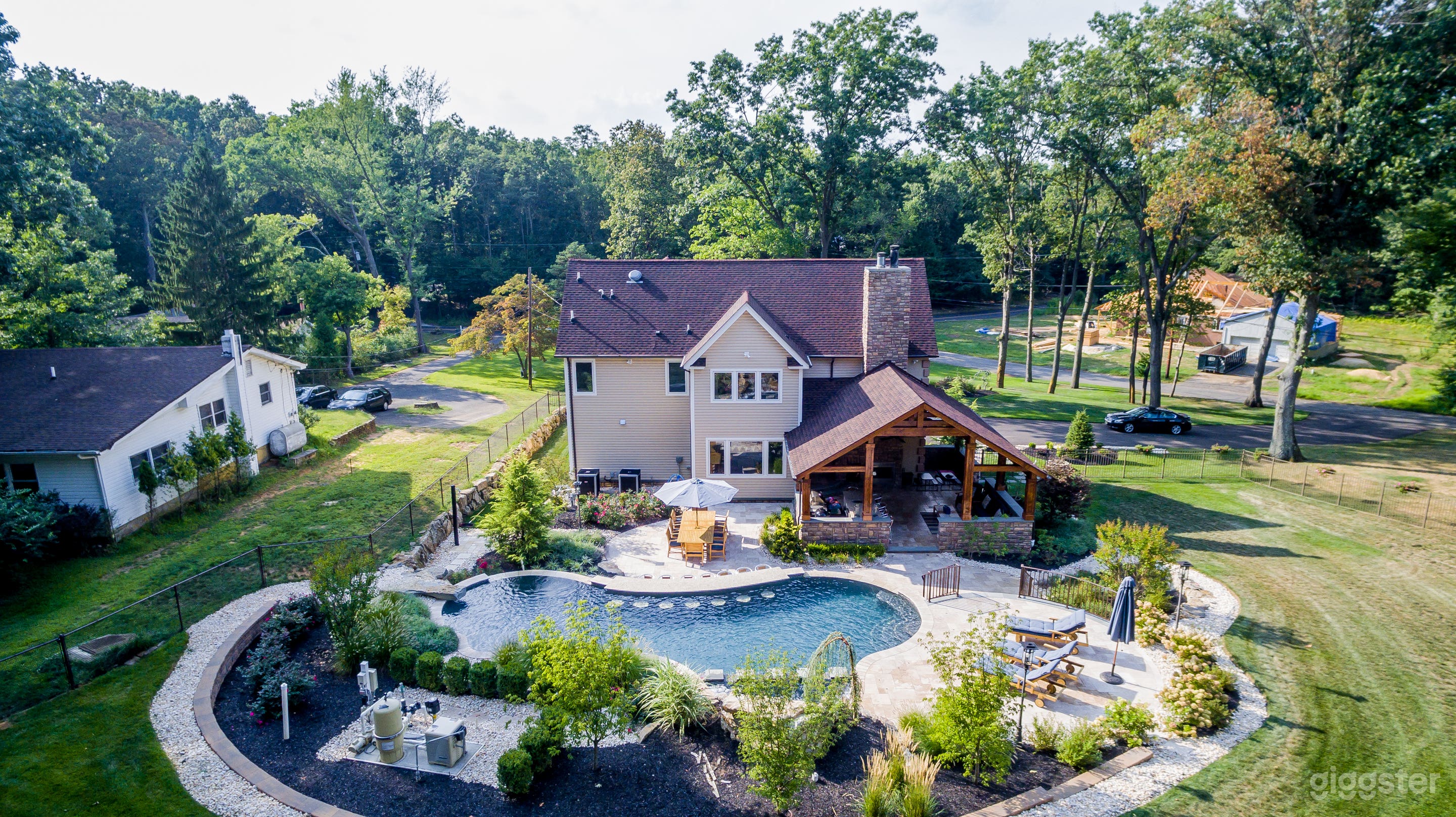 bird's view of yard and home