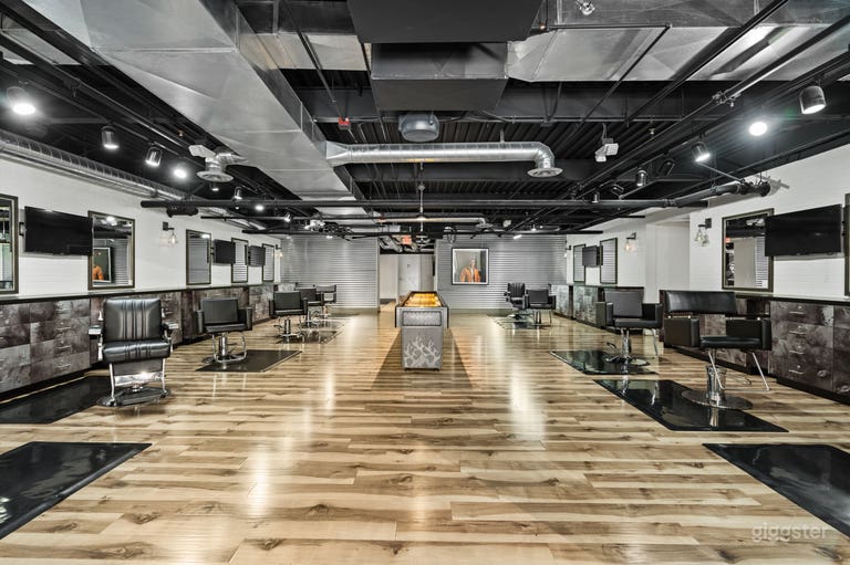  High Society 11 stations, 11 salon chairs, and shuffle board game 