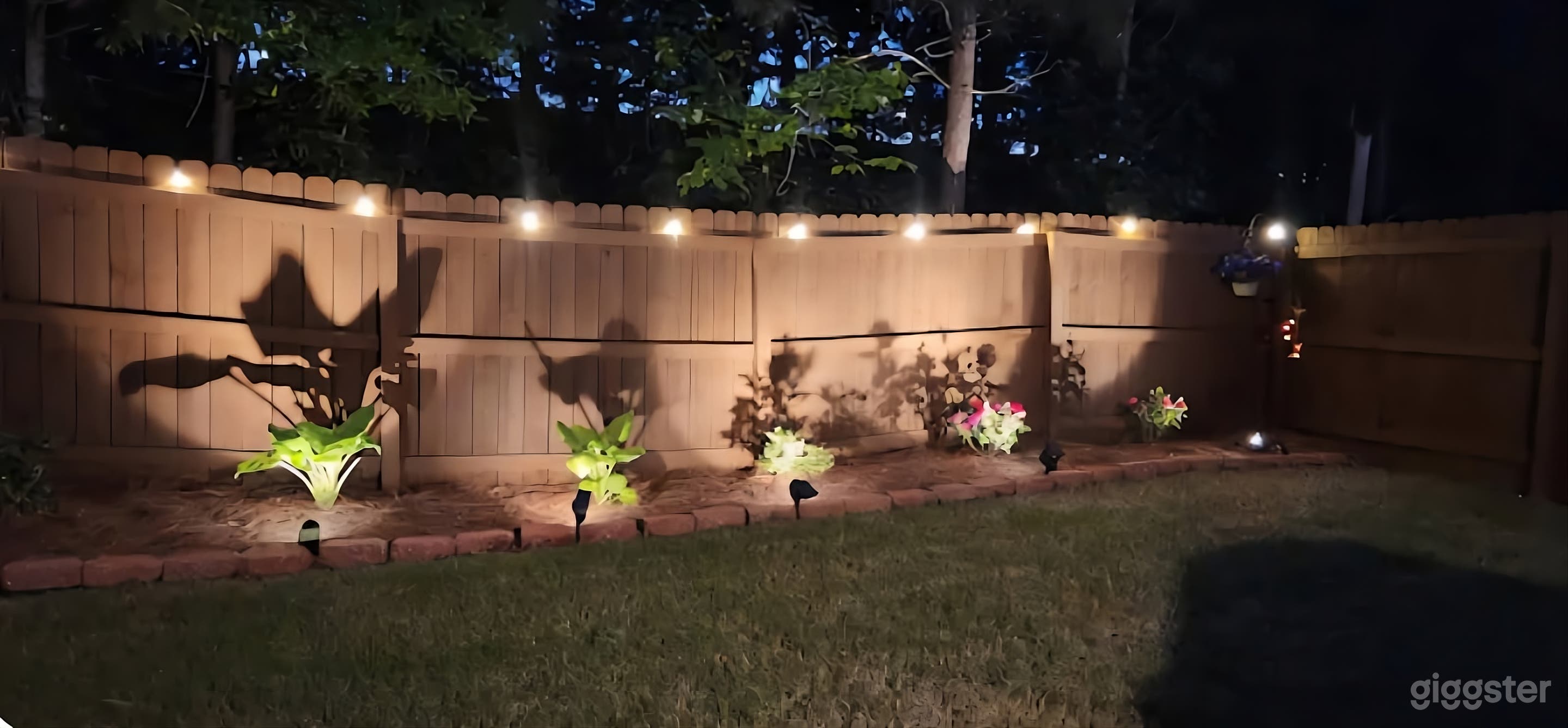 Stunning Fenced Backyard with Accent Lighting Photo 1