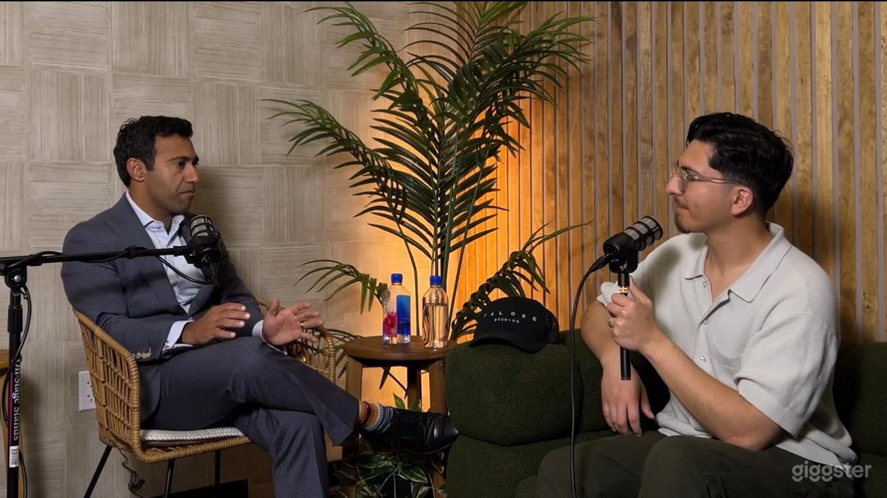 a screen capture of a podcast recording in the space